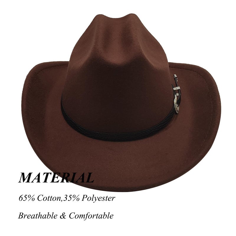 Willheoy Kids Cowboy Hat for Girls Boys Western Cowgirl Hat with Buckle Belt Unisex Wide Brim Fedora Hat Dress Up Costume - Image 2